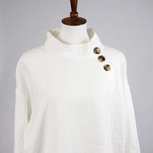 ZARA WOMEN Asymmetrical 100% Linen Top
